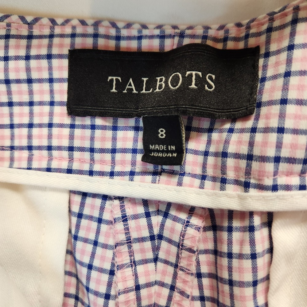 Talbots Signature Womens Size 8 Blue Rose Plaid Fit Cropped Stretch Pants Career - Picture 3 of 8